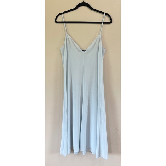 Proenza Schouler Women's 6 Light Blue Slip Dress Vneck Sheer Adjustable‎ Midi
